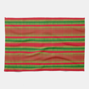 Linge De Cuisine Red Green Gold Stripes