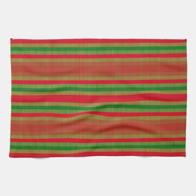 Linge De Cuisine Red Green Gold Stripes (Horizontal)