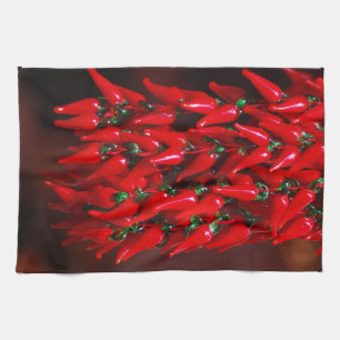 Linge De Cuisine Red Hot Hanging Chili Peppers Image Design
