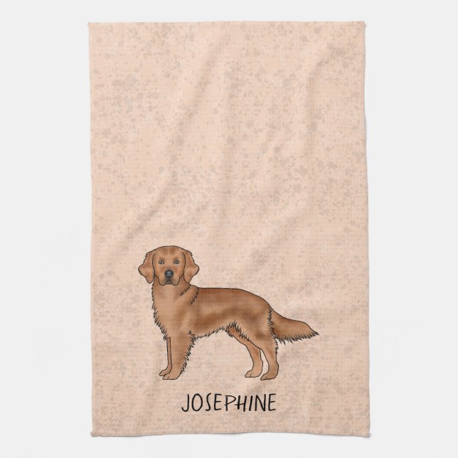 Linge De Cuisine Red Mahogany Golden Retriever Chien Avec Nom Perso (Vertical)