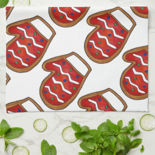 Linge De Cuisine Red Mitten Noël sucre biscuit de vacances