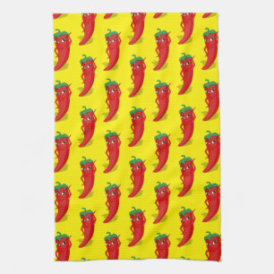 Linge De Cuisine Red Pepper Diva Motif de dessin sur Jaune