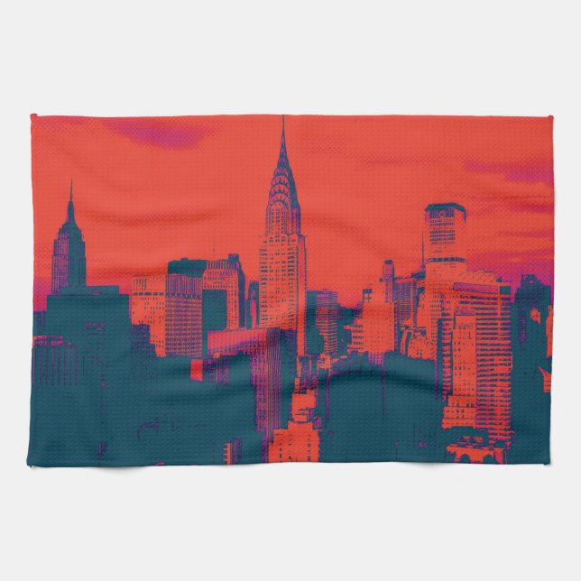 Linge De Cuisine Red Pop Art New York (Horizontal)