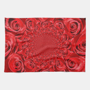 Linge De Cuisine Red Roses Kaleidoscope : Art Heureuse Sainte-Valen