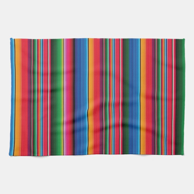 Linge De Cuisine Red Serape Saltillo traditional mexican blanket (Horizontal)