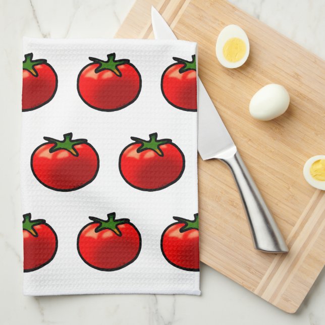 Linge De Cuisine Red Tomato Whimsical Custom Art (Quart Plié)