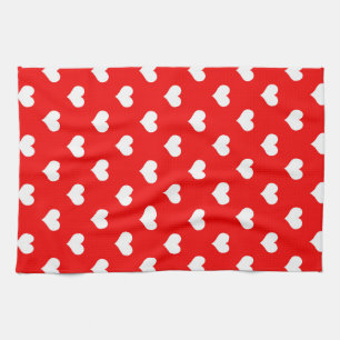 Linge De Cuisine Red White Love Heart Motif Design
