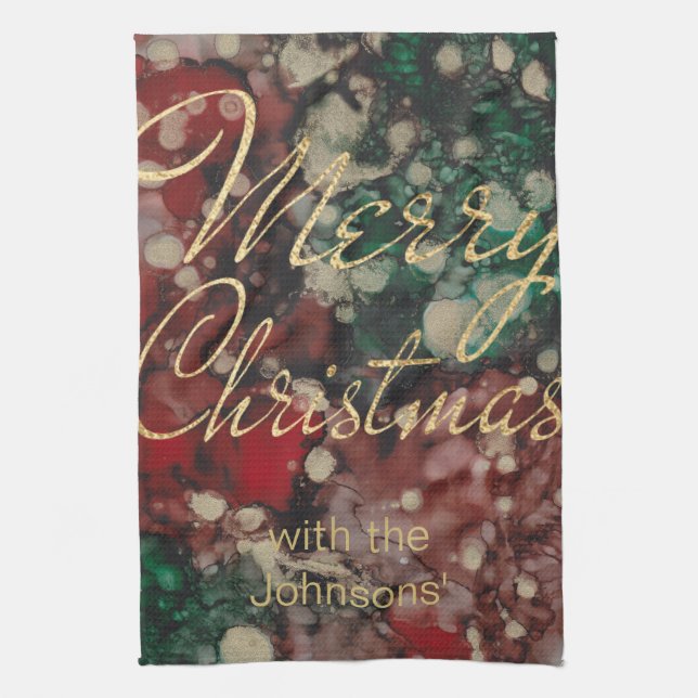 Linge De Cuisine Reds Green Golds Personnaliser Cuisine (Vertical)