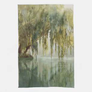 Linge De Cuisine Reflet d'arbre de saule serein Art de la nature (8