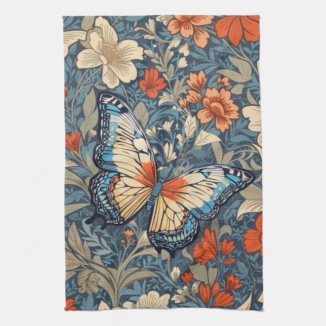 Linge De Cuisine Regal Butterfly Amidst William Morris Floral (Vertical)