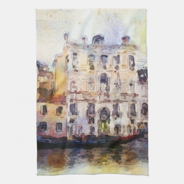 Linge De Cuisine Regarde OD Venise faite dans l'aquarelle (Vertical)