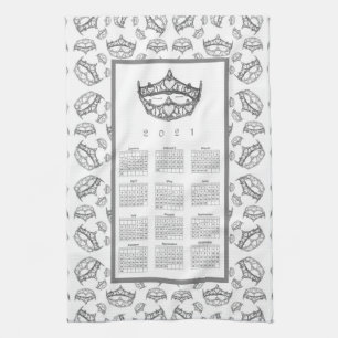 Linge De Cuisine Reine des Coeurs Argent Couronne Tiaras