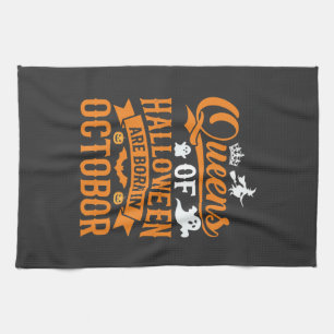 Linge De Cuisine Reines d'Halloween nées en octobre Typographie Vin