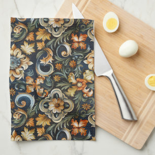 Linge De Cuisine Renaissance italien en bleu 