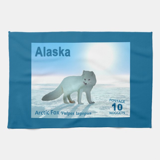 Linge De Cuisine Renard arctique - Alaska Postage (Horizontal)