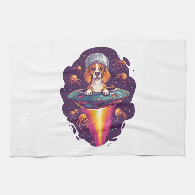 Linge De Cuisine Rencontre de chien Beagle intergalactique (Horizontal)