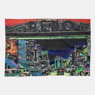 LINGE DE CUISINE RENO NEVADA VINTAGE COLORÉ DE COULEUR D'EAU