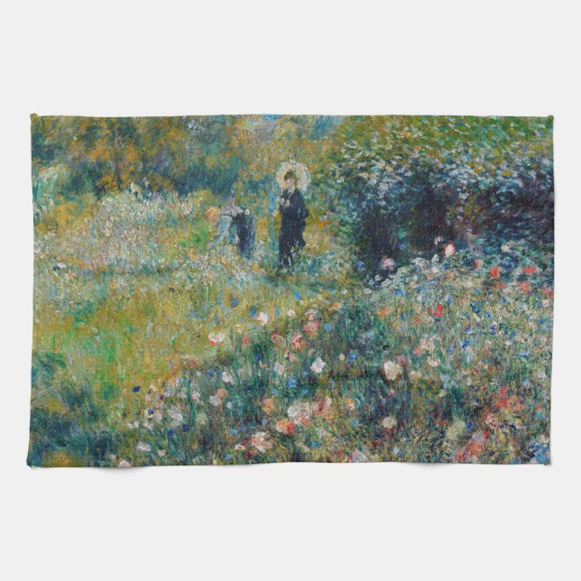 Linge De Cuisine Renoir - Femme avec un parasol dans un jardin (Horizontal)