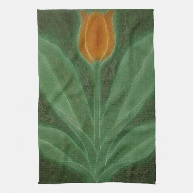 Linge De Cuisine Repro Jaune Tulipe Verte Art Nouveau Tile (Vertical)