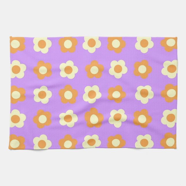 Linge De Cuisine Ressort botanique tropicale violet orange (Horizontal)