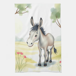 Linge De Cuisine Ressort d'aquarelle d'âne mou