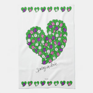 Linge De Cuisine Ressort en Tulipes amoureuses (rose, violet, blanc