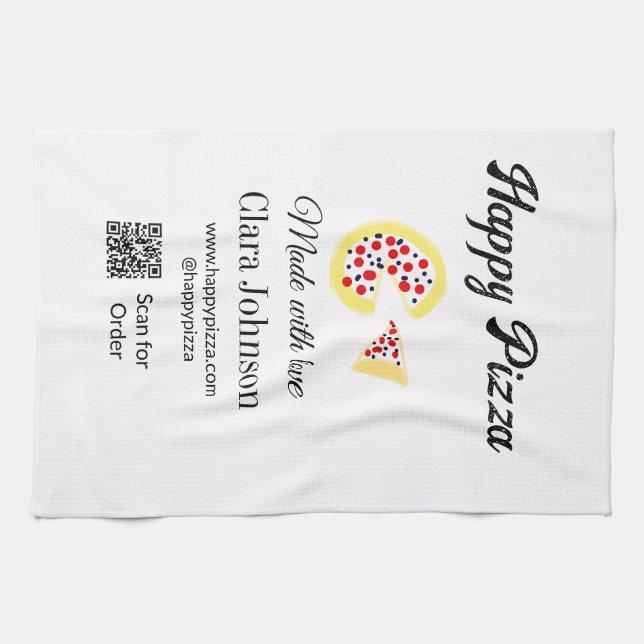 Linge De Cuisine Restaurant de pizzas café pizzeria scannez le code (Horizontal)