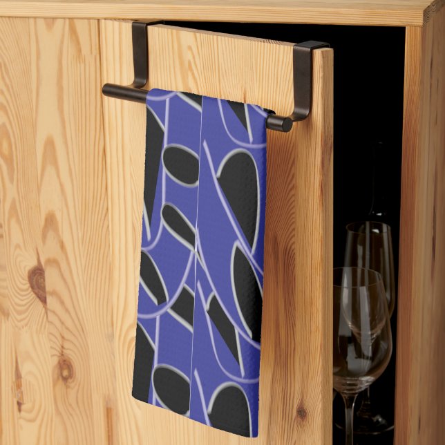 Linge De Cuisine Résumé abstrait moderne violet noir  (Pliage en tiers)
