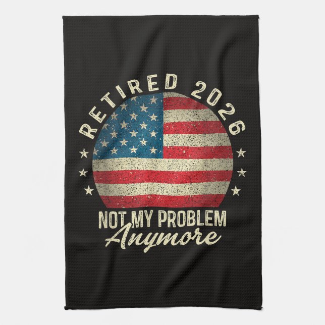 Linge De Cuisine Retraité 2026 plus mon problème Drapeau américain (Vertical)