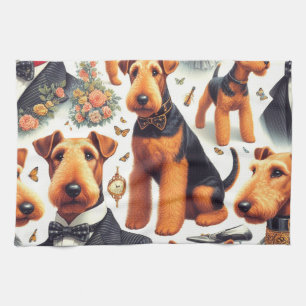 Linge De Cuisine Retro Airedale Terrier sans fil