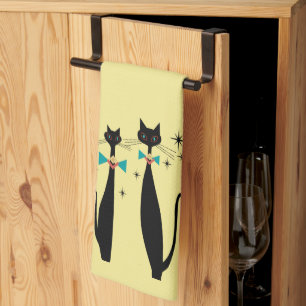 Linge De Cuisine Retro Atomique Moyen Siècle Moderne MCM Chats Cool