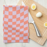 Linge De Cuisine Retro Check Motif Lilac Et Orange Checkerboard<br><div class="desc">Retro À damiers motif - chèque lilas et orange tordu / damier ondulé et déformé.</div>