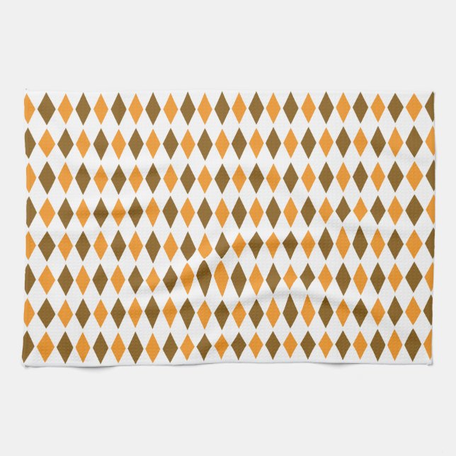 Linge De Cuisine Rétro conception orange et Brown de motif de (Horizontal)