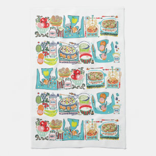 Linge De Cuisine Retro Cuisine Cuisine Cuisinière Illustration Aqua