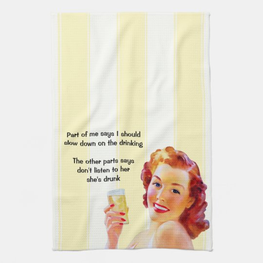 Linge De Cuisine Retro Femme Au Foyer Avec La Citation Bue Drole De Zazzle Fr
