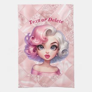 Linge De Cuisine Retro Glamor Girl Animée mignonne Cartoon Beauté