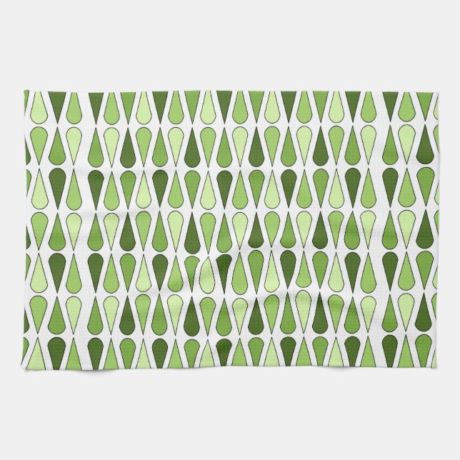 Linge De Cuisine Rétro Larmes de mi-siècle Chartreuse (Horizontal)