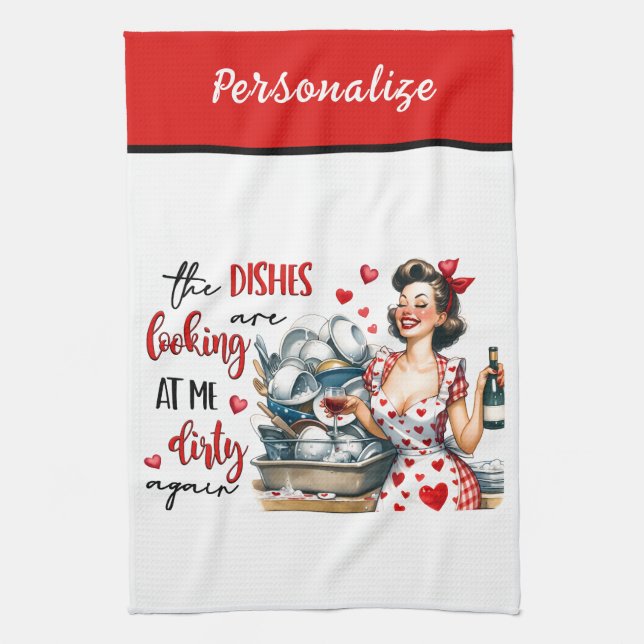 Linge De Cuisine Retro les années 50 Glam Housewoman Drôle Humour s (Vertical)
