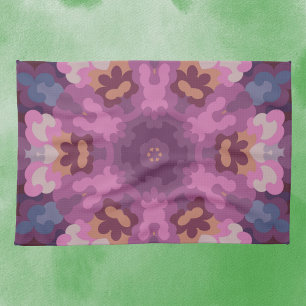 Linge De Cuisine Rétro Mandala violet rose et orange