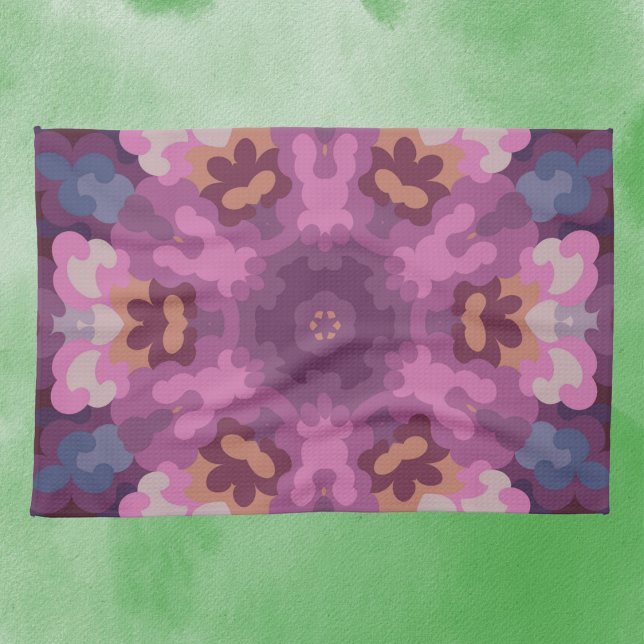 Linge De Cuisine Rétro Mandala violet rose et orange (Créateur téléchargé)