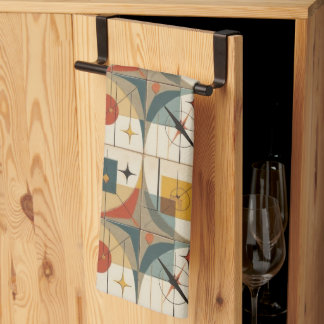 Linge De Cuisine Retro Mid Century Atomic Geometric Pattern