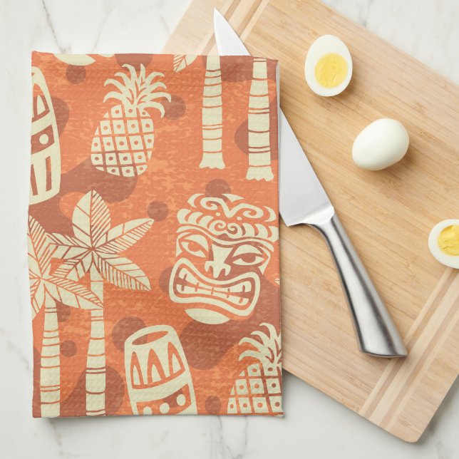 Linge De Cuisine Retro Mid Century Modern Tiki Pattern (Quart Plié)