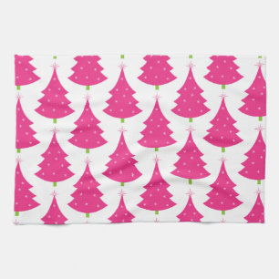 Linge De Cuisine Rétro motif assez rose d'arbre de Noël