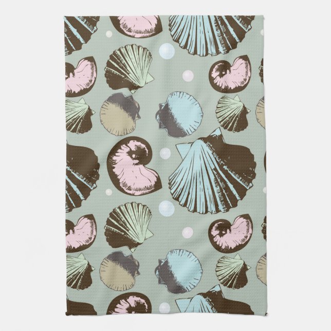 Linge De Cuisine Rétro motif de coquillage (Vertical)