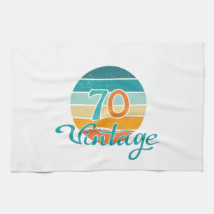 Linge De Cuisine Retro Sunset 70 Vintage en détresse