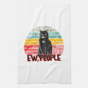 Linge De Cuisine Retro Vintage Chat Noir Ew