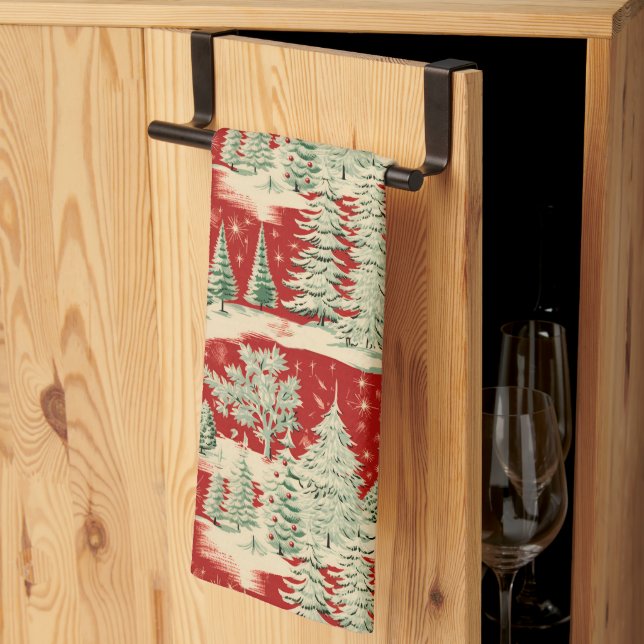 Linge De Cuisine Retro Vintage Christmas Landscape (Pliage en tiers)