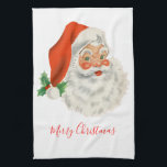 Linge De Cuisine Rétro Vintage Jolly Santa Claus de Christmas<br><div class="desc">Une serviette de cuisine avec une photo festive et rétro. Le vieux Père Noël Jolly avec ses joues rousses et son sourire chaleureux et amical. Un peu de nostalgie de l'ancienne école pour les vieux temps,  cette image rappelle les souvenirs des célébrations du passé de Noël.</div>