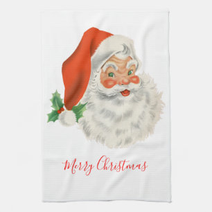 Linge De Cuisine Rétro Vintage Jolly Santa Claus de Christmas