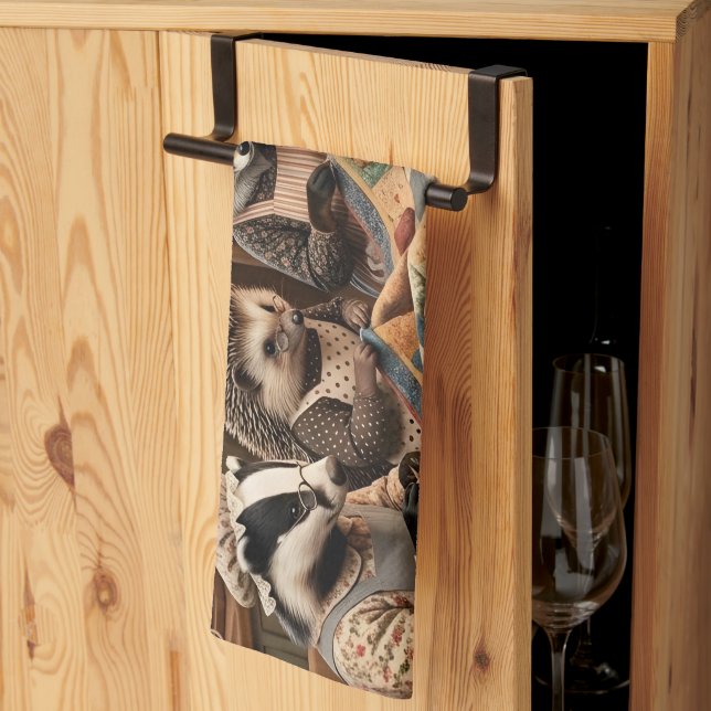 Linge De Cuisine Réunion de patchwork des créatures de la forêt (Pliage en tiers)